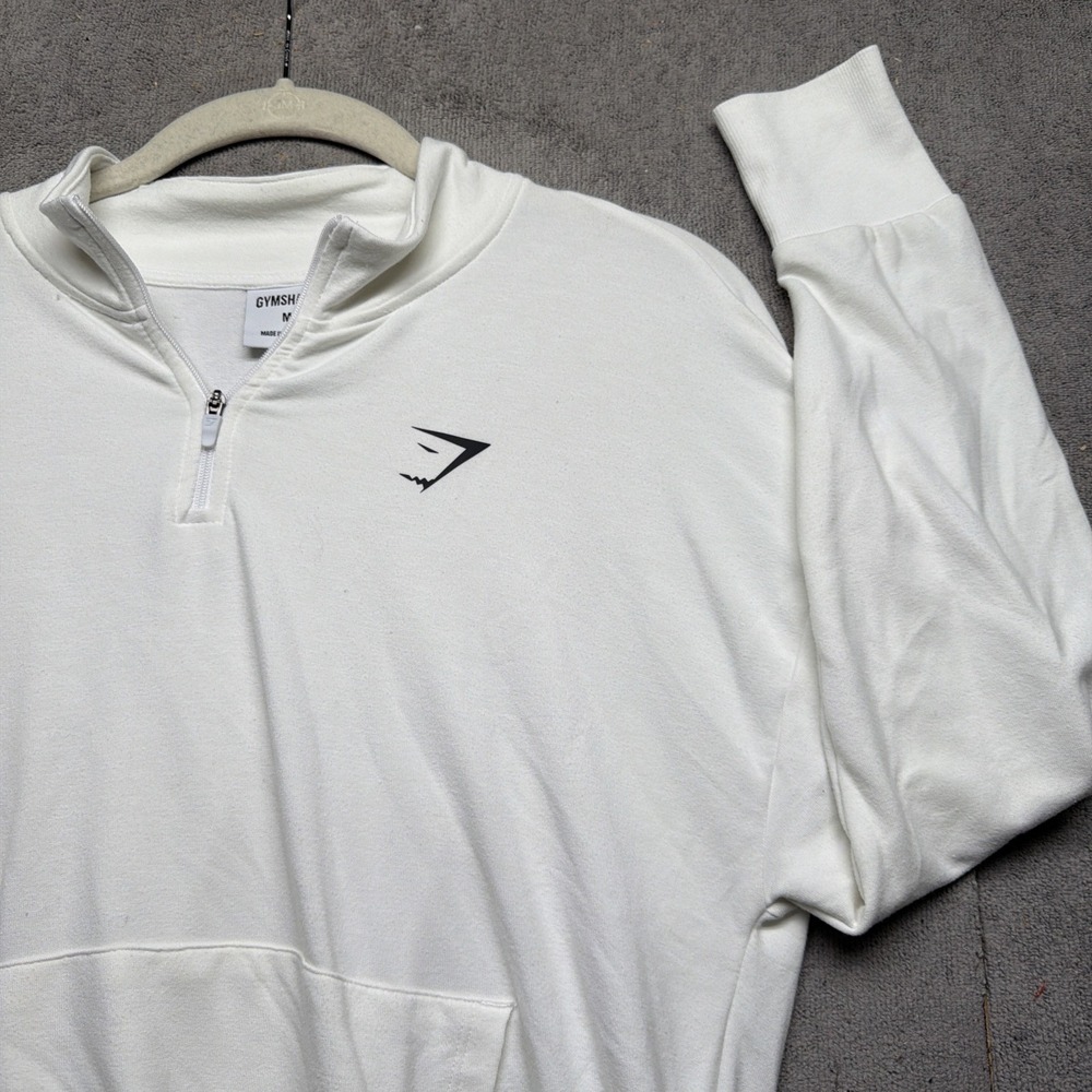 Gymshark Training Pippa 1/4 Zip Pullover‎ White Cropped Top Medium